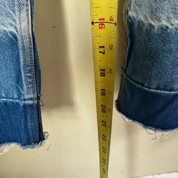 A&Fitch Cropped Stovepipe Wide Leg Crop High Rise Raw Edge Jeans Ombre Denim 31 - Picture 15 of 16